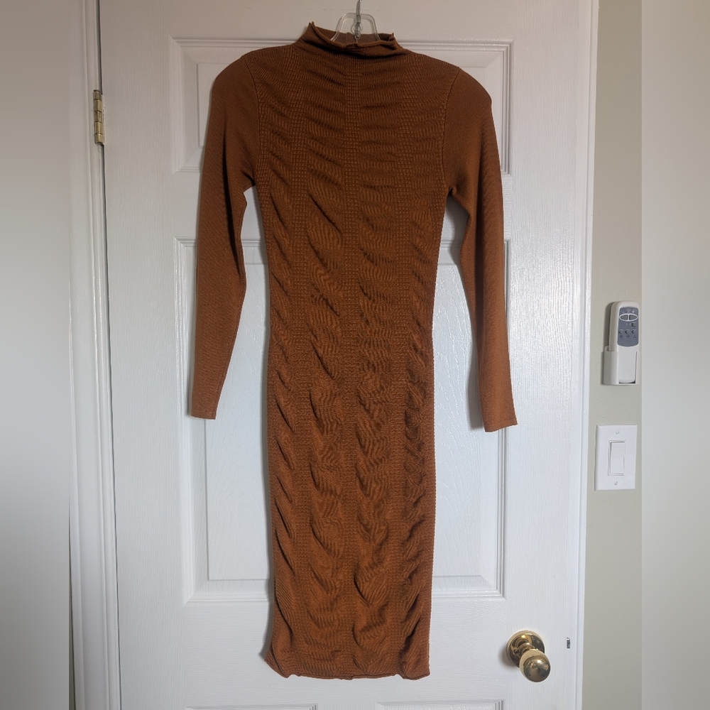 Love Always Long Sleeve Bodycon Dress Deep Gold, Size Small